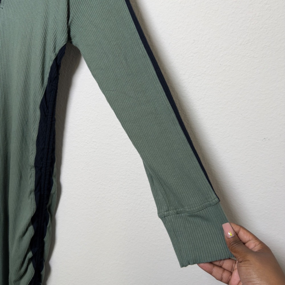 Anthropologie Daily Practice Women Dress L Green Ribbed Ruched Polo Colorblock - Picture 8 of 14